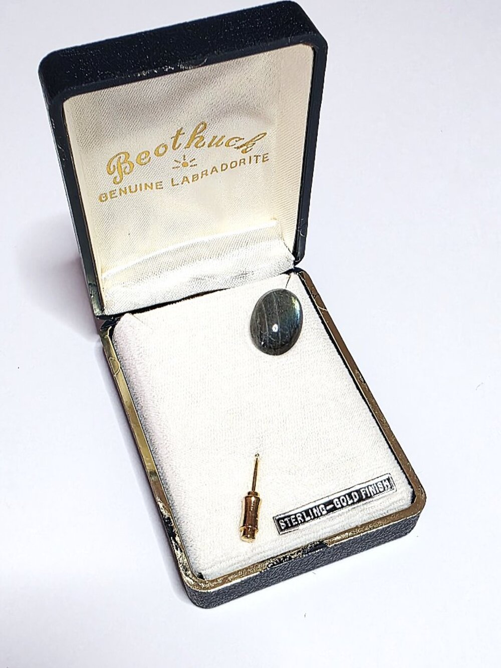 Beothuck Labradorite Sterling & Gold Vermeil stick pin